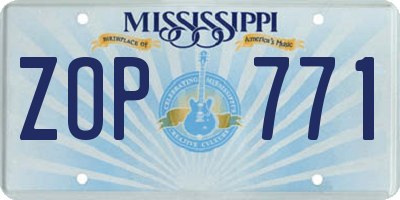 MS license plate ZOP771