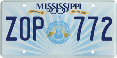 MS license plate ZOP772
