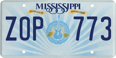 MS license plate ZOP773
