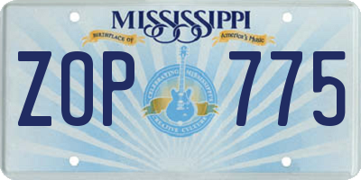 MS license plate ZOP775