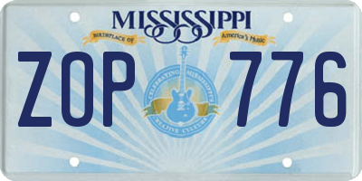 MS license plate ZOP776