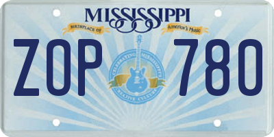 MS license plate ZOP780