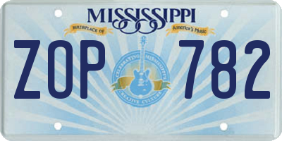 MS license plate ZOP782