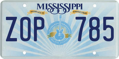 MS license plate ZOP785