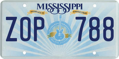 MS license plate ZOP788