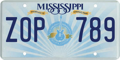 MS license plate ZOP789