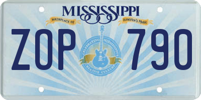 MS license plate ZOP790
