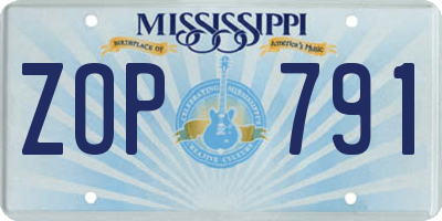 MS license plate ZOP791