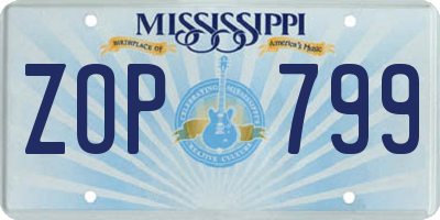 MS license plate ZOP799