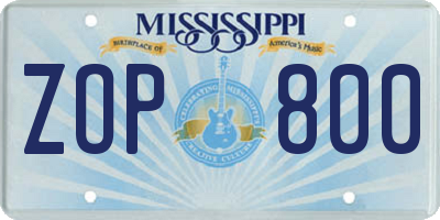 MS license plate ZOP800