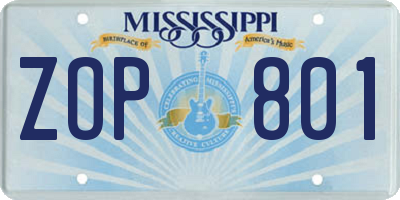 MS license plate ZOP801