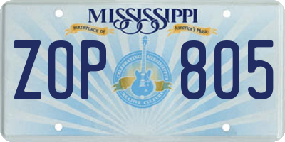 MS license plate ZOP805