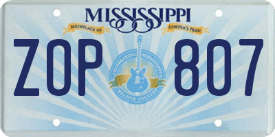 MS license plate ZOP807