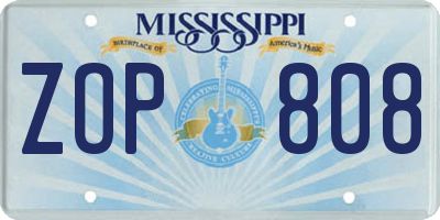 MS license plate ZOP808