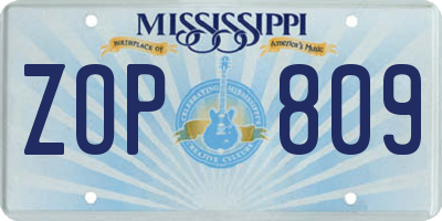 MS license plate ZOP809