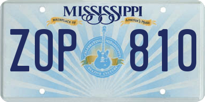 MS license plate ZOP810