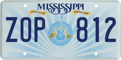MS license plate ZOP812