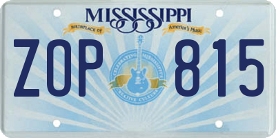 MS license plate ZOP815