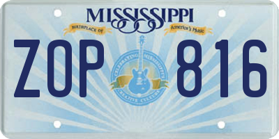 MS license plate ZOP816