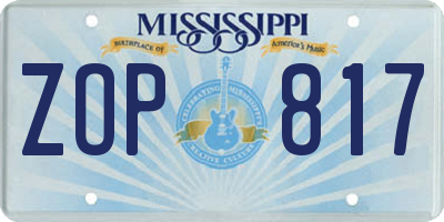 MS license plate ZOP817