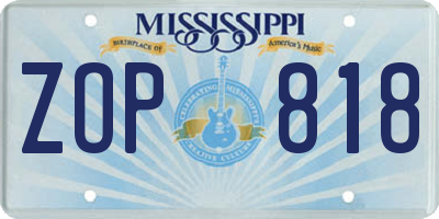 MS license plate ZOP818