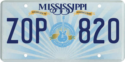 MS license plate ZOP820