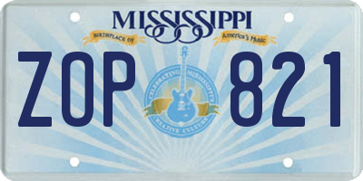 MS license plate ZOP821
