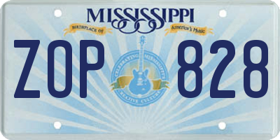 MS license plate ZOP828