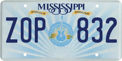 MS license plate ZOP832