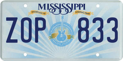 MS license plate ZOP833