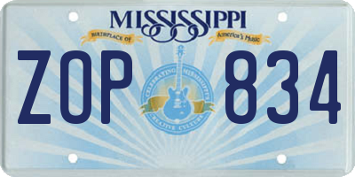 MS license plate ZOP834