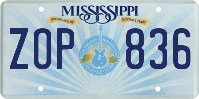 MS license plate ZOP836