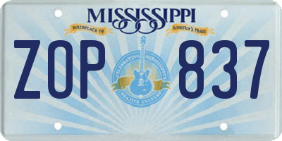 MS license plate ZOP837