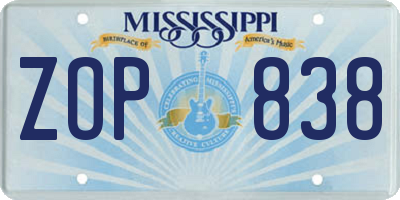 MS license plate ZOP838