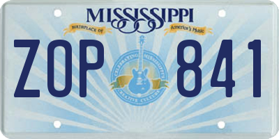 MS license plate ZOP841