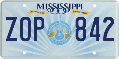 MS license plate ZOP842