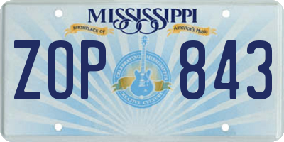 MS license plate ZOP843