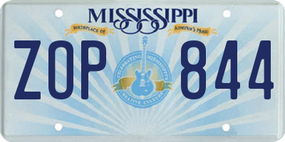 MS license plate ZOP844