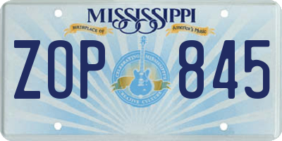 MS license plate ZOP845