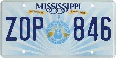 MS license plate ZOP846