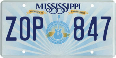 MS license plate ZOP847