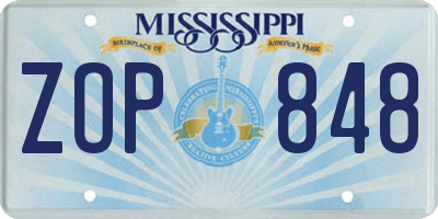 MS license plate ZOP848