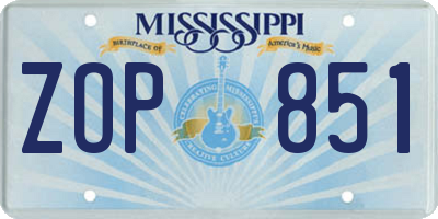 MS license plate ZOP851