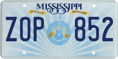 MS license plate ZOP852