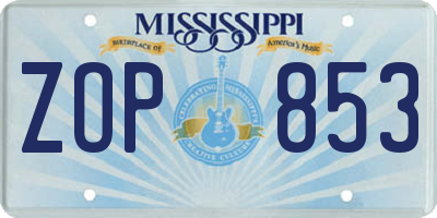 MS license plate ZOP853