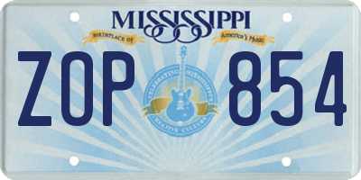 MS license plate ZOP854