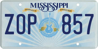 MS license plate ZOP857