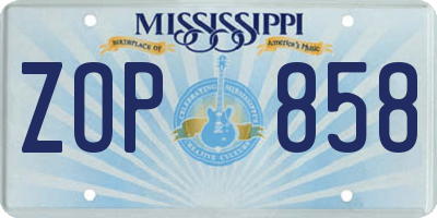MS license plate ZOP858