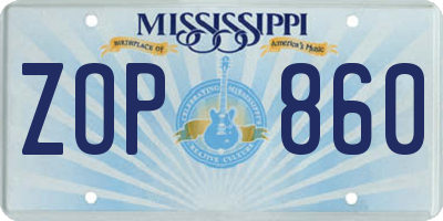 MS license plate ZOP860
