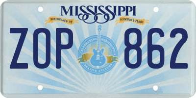 MS license plate ZOP862